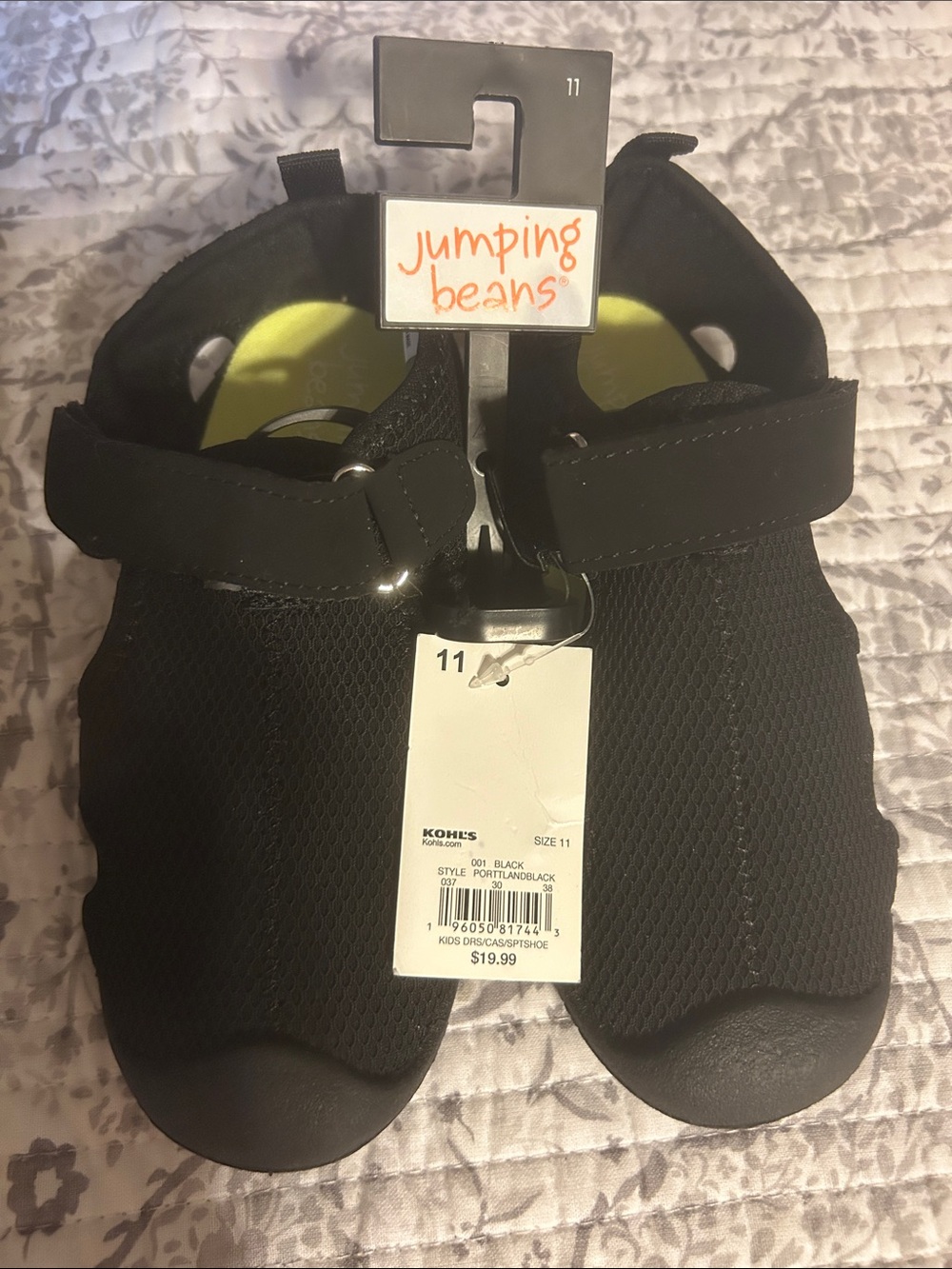 jumping beans Black and Neon Green Kids Water Shoes